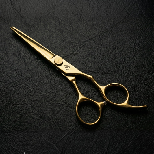 Satori gold hair cutting shear with blades open